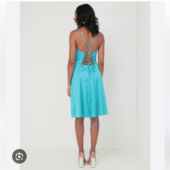 Eva Brazzi Coral/ Orange Satin Cocktail Dress - Picture 9 of 9